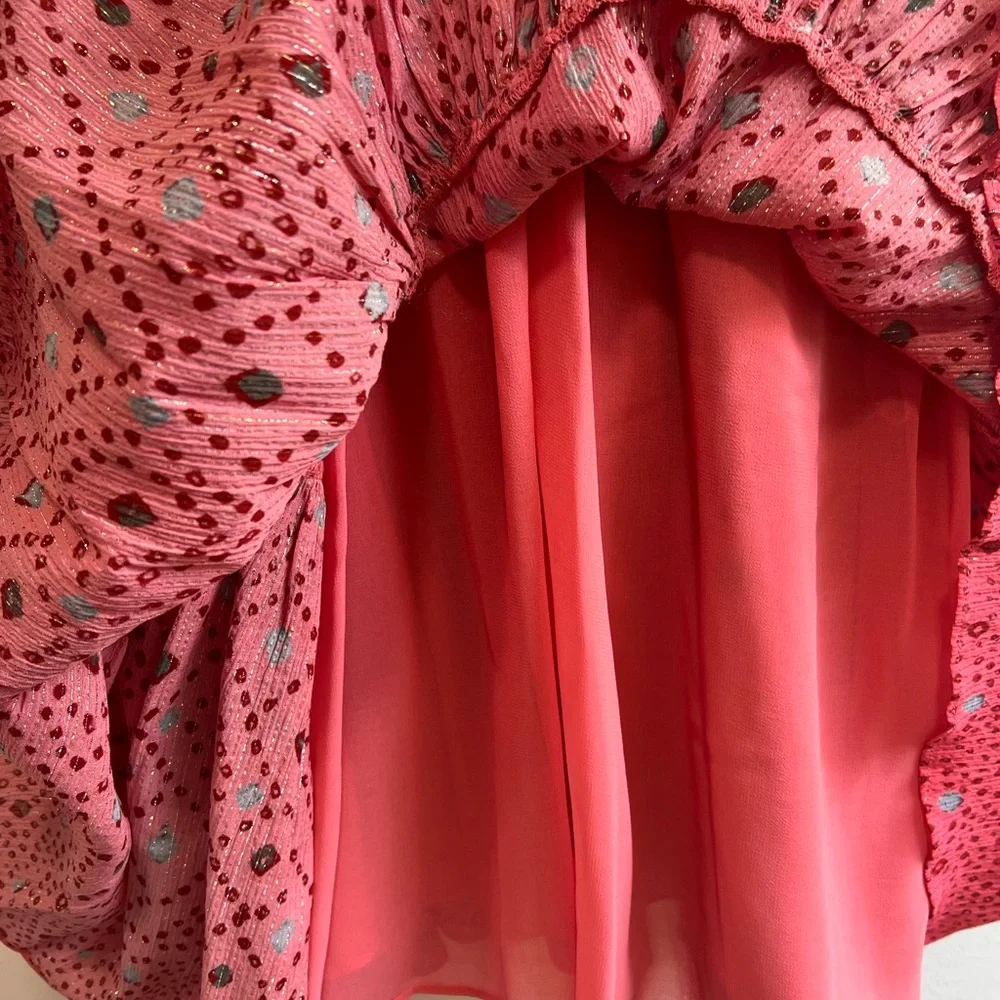 Ulla Johnson Arisa Mini Dress in Hibiscus, Silk Chiffon, Crossover neckline 10 - Picture 6 of 16